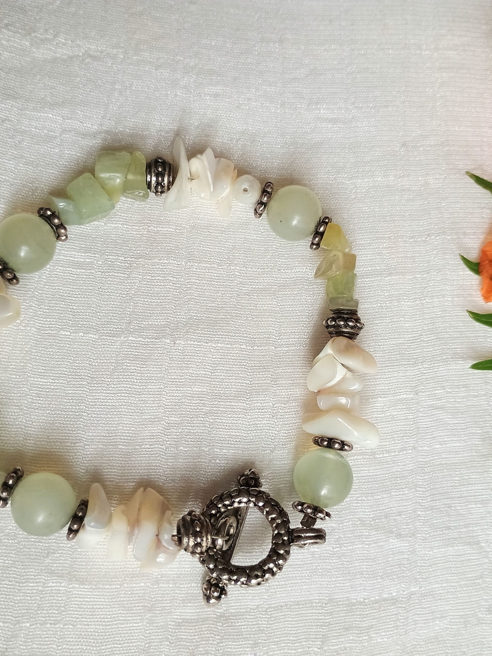 🌊 COASTAL GRANDMOTHER 🌊 VTG Artisan, Gemstone & MOP Bracelet, Festival Fashion